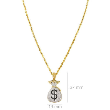 Yellow 10k Yellow Gold Diamond Money Bag Pendant 0.35 Ctw